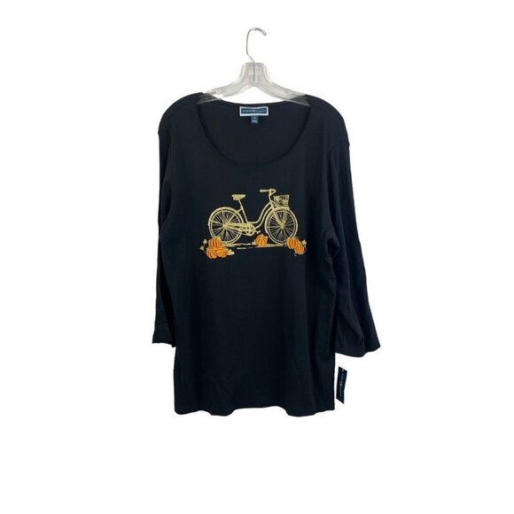 Karen Scott Tops - Karen Scott Women's Black Fall Top